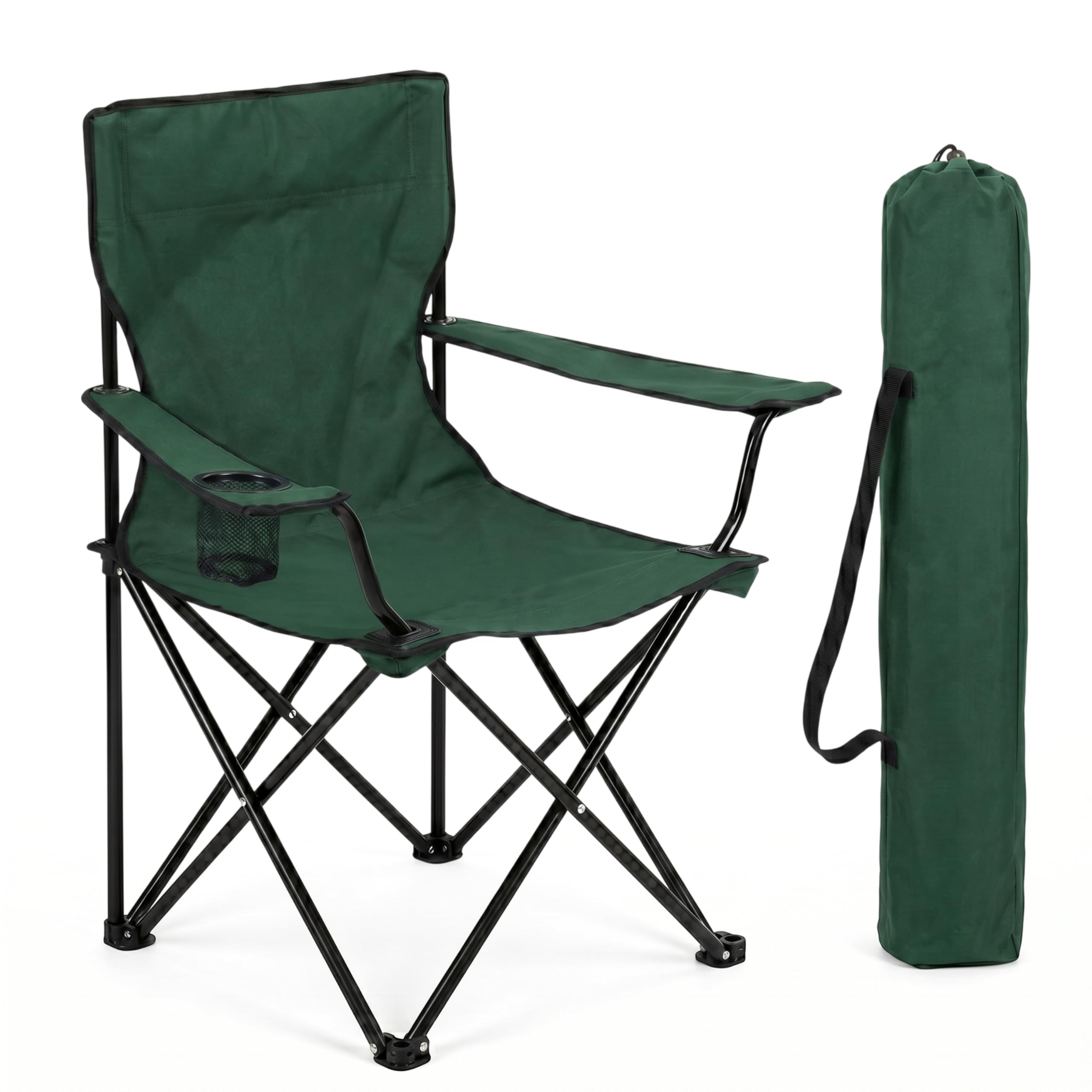 FINE GARDEN Camping Chair With Cary Bag, Lightweight Folding Camping Chair with Cup Holder, Comfortable Design Chairs with Armrests For Outdoor, Professional Travel & Garden Seating (1, Green) — image 1