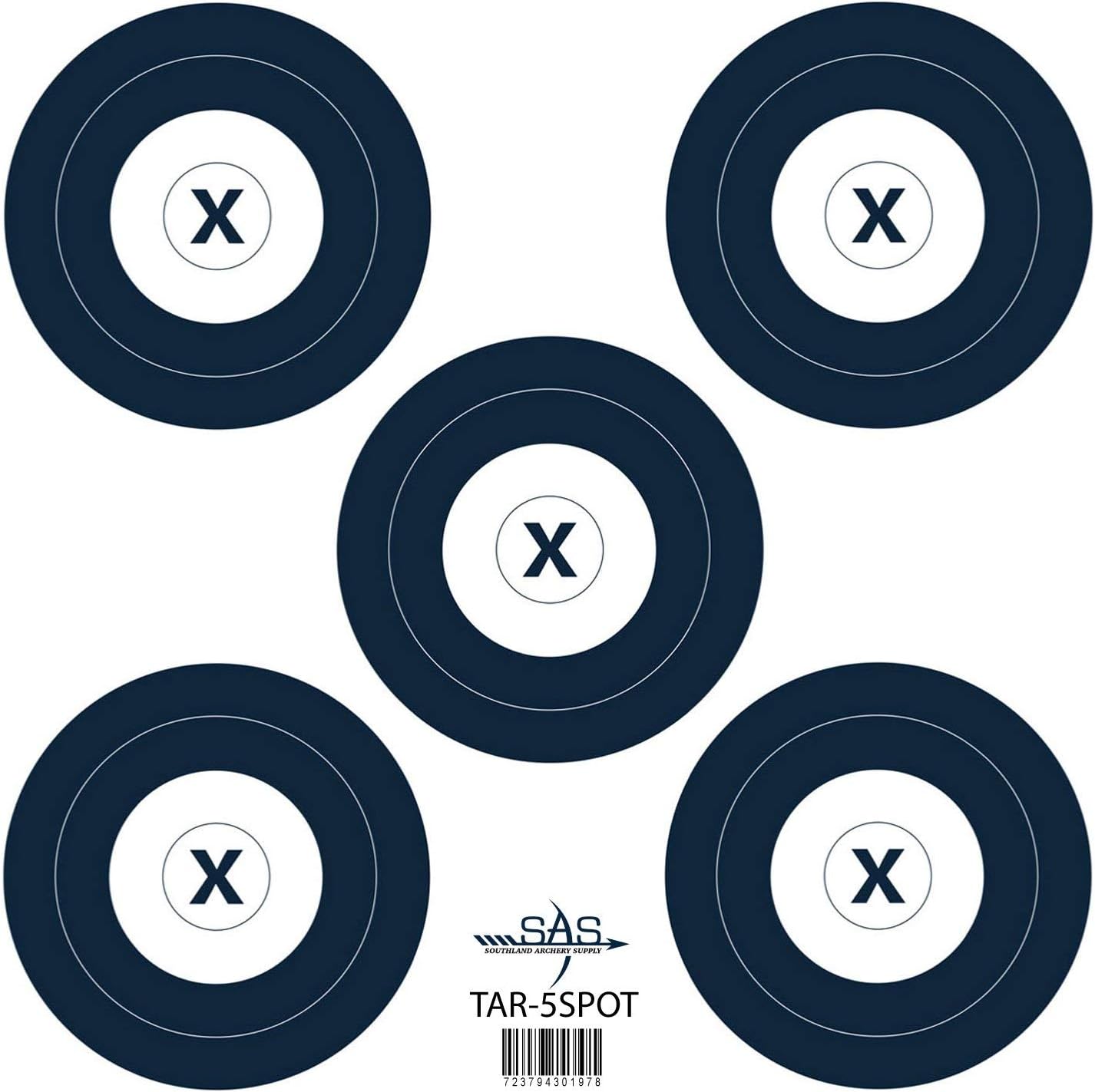 Southland Archery Supply SAS 5-Spot Paper Target Face for Bow Shooting Range Gun Rifle Practice Compound Recurve Competition : Sports & Outdoors