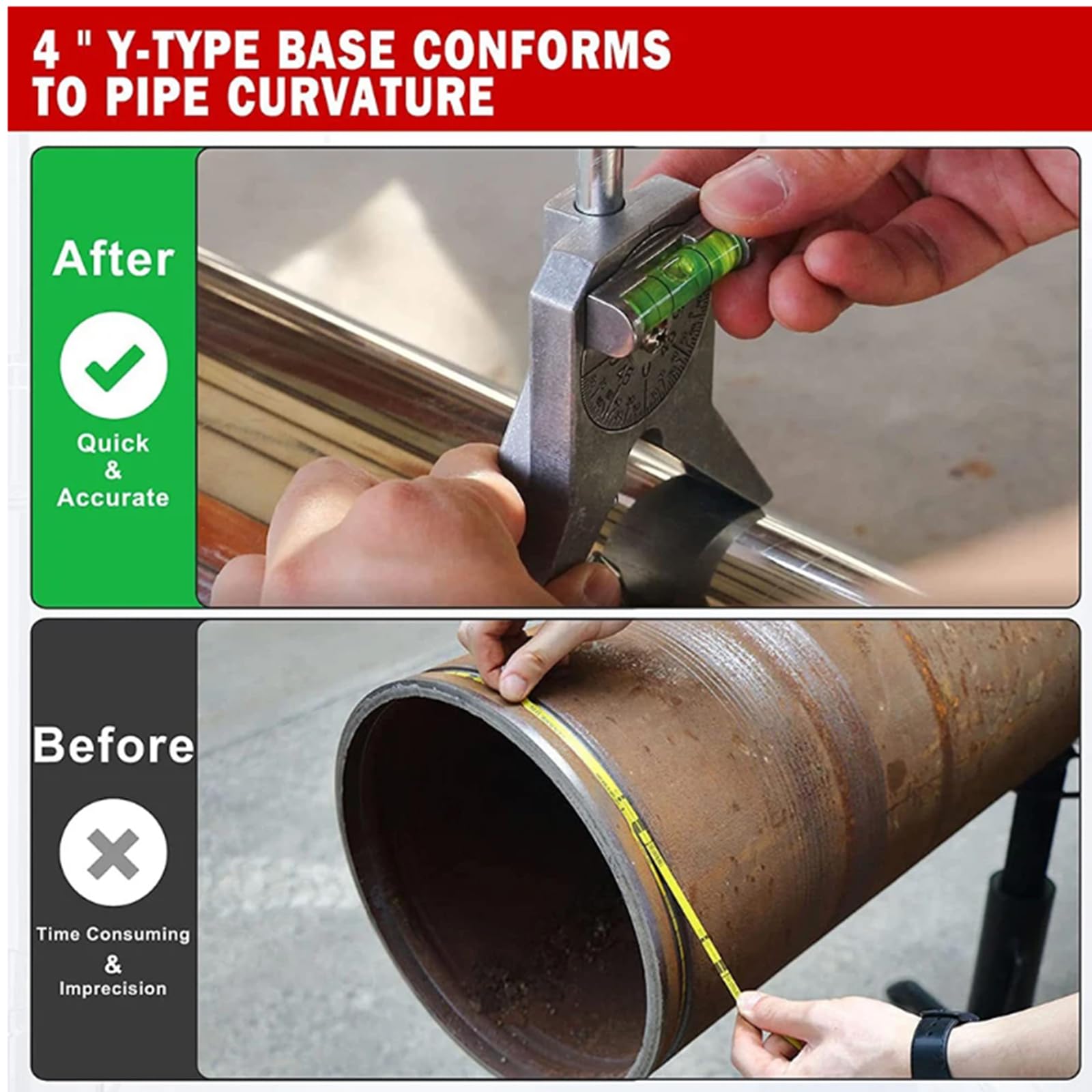 Outil De Centrage De Tuyau Type Y 4 Pouces - Marqueur De Tube En Acier Inoxydable Avec Niveau à Bulle, Pour Soudeurs Et Tuyauteurs