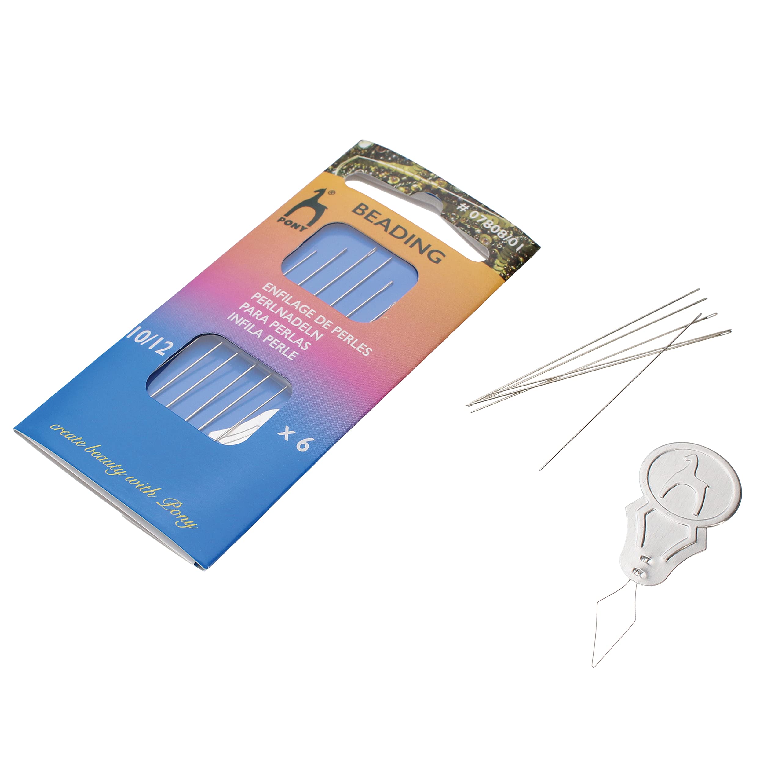 The Beadsmith Steel Pony Beading Needles, Size 10 And 12 Assortment, Pack Of 6, 2.125 Inches, Made In India, Use For Loom Weaving Beadwork, Off-Loom Stitching And Jewelry Making With Seed Beads