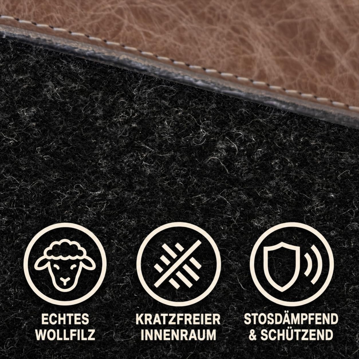 Centaur Custodia per laptop di alta qualità in vera pelle italiana e 100% feltro di lana, realizzata in Germania, elegante custodia con scomparto extra, custodia protettiva per notebook da 14