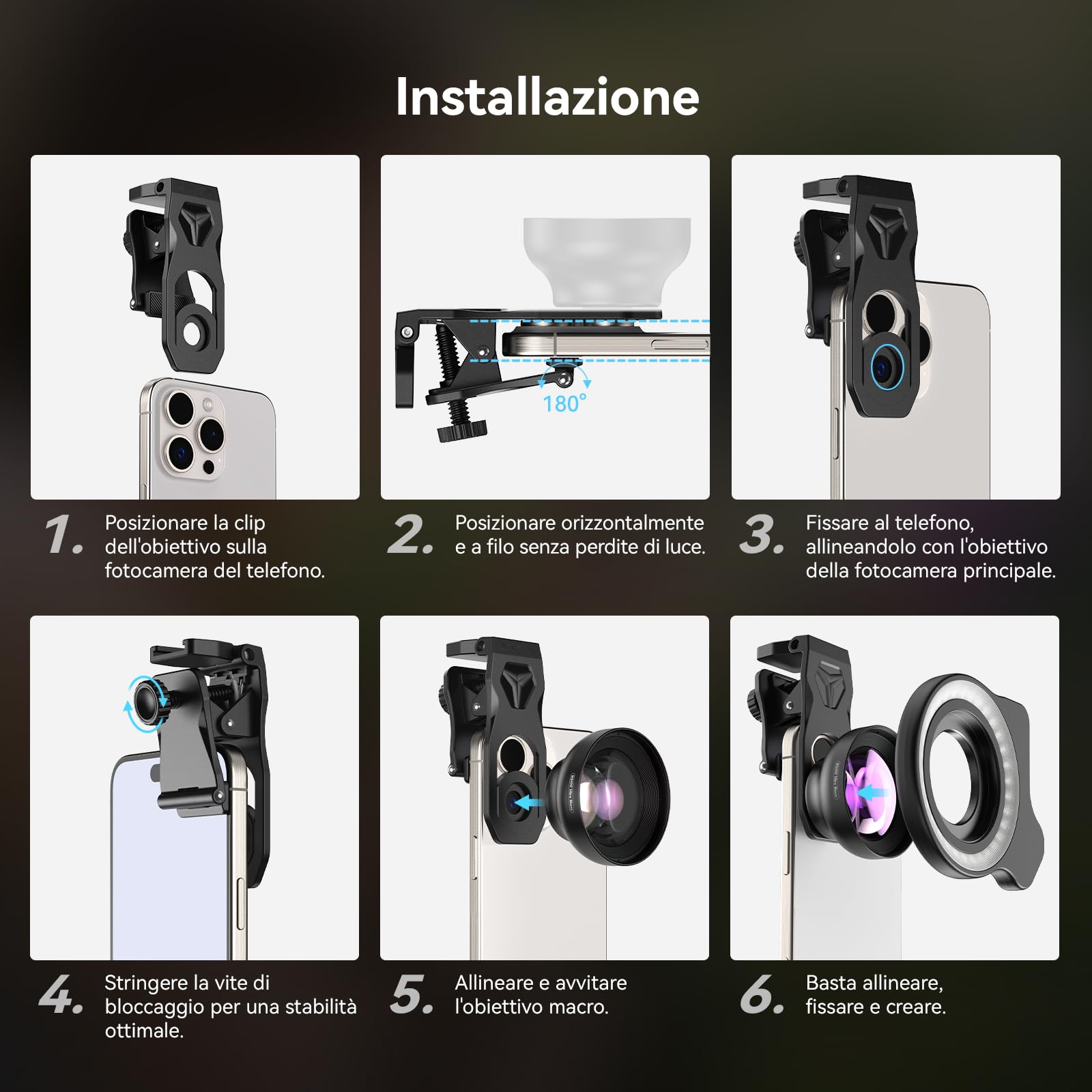 Obiettivo Macro Evil Eye Con Luce Di Riempimento Per Smartphone, Professionale HB100U Aggiornato Per Telefono Con Clip Universale Per Obiettivo, Per Fotografia Macro HD Per Iphone & Android