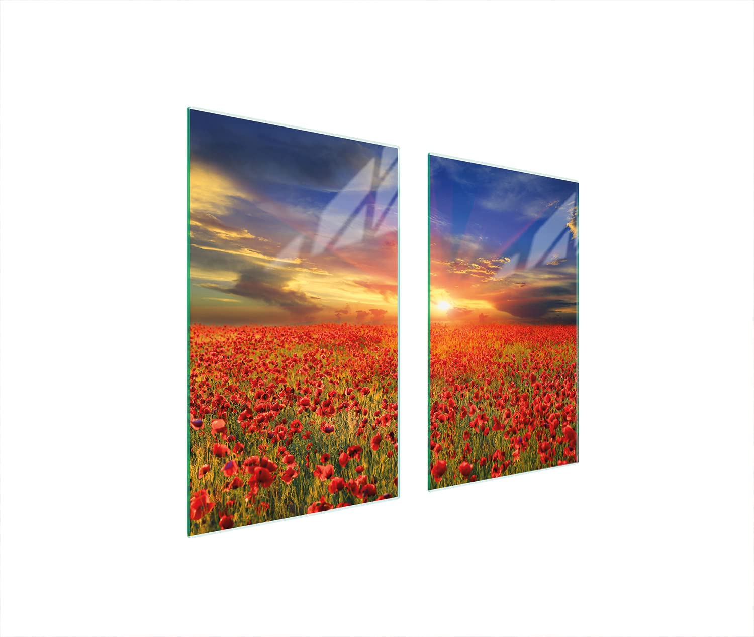 Placa protectora de vitrocerámica 75 x 52 cm 2 piezas cocina eléctrica universal para inducción protección contra salpicaduras tabla de cortar de vidrio templado, AMAPOLAS