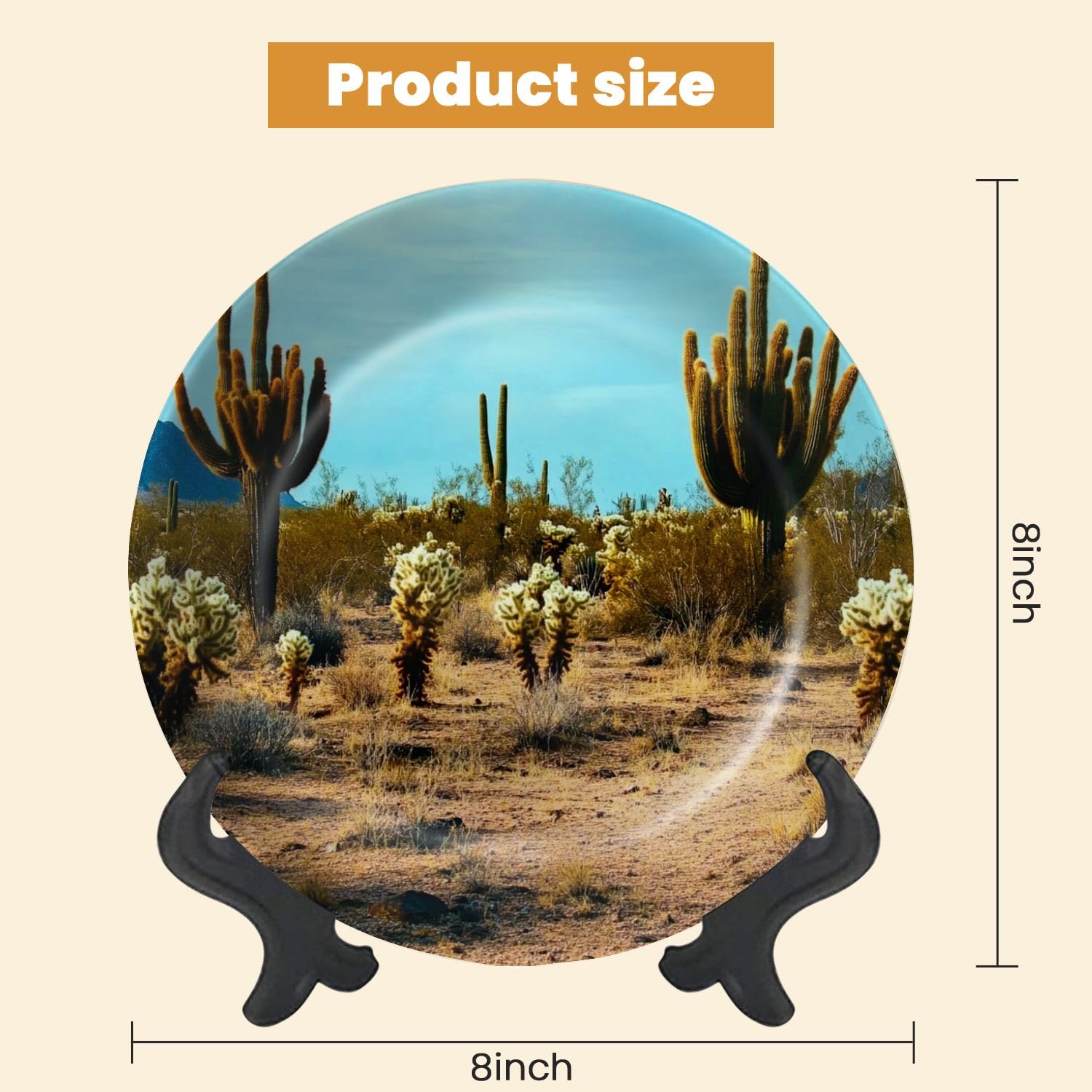 Decorative Plates for Display Central Sonora Desert Arizona Gift Plates Ceramic Collections Plates Hanging Artwork for Living Dining Room Kitchen Souvenir