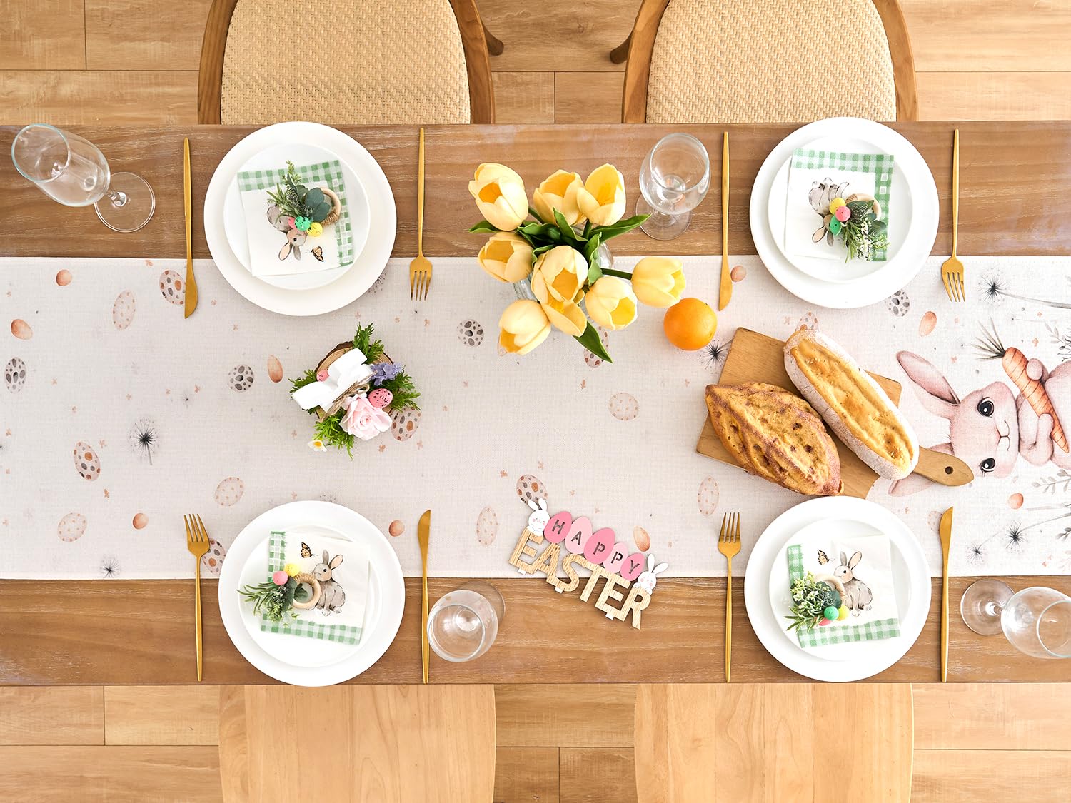 Runner Da Tavolo Pasquale 40x140cm | Tovaglia Decorativa Conigli E Carote | Per Primavera E Feste - Foto 6
