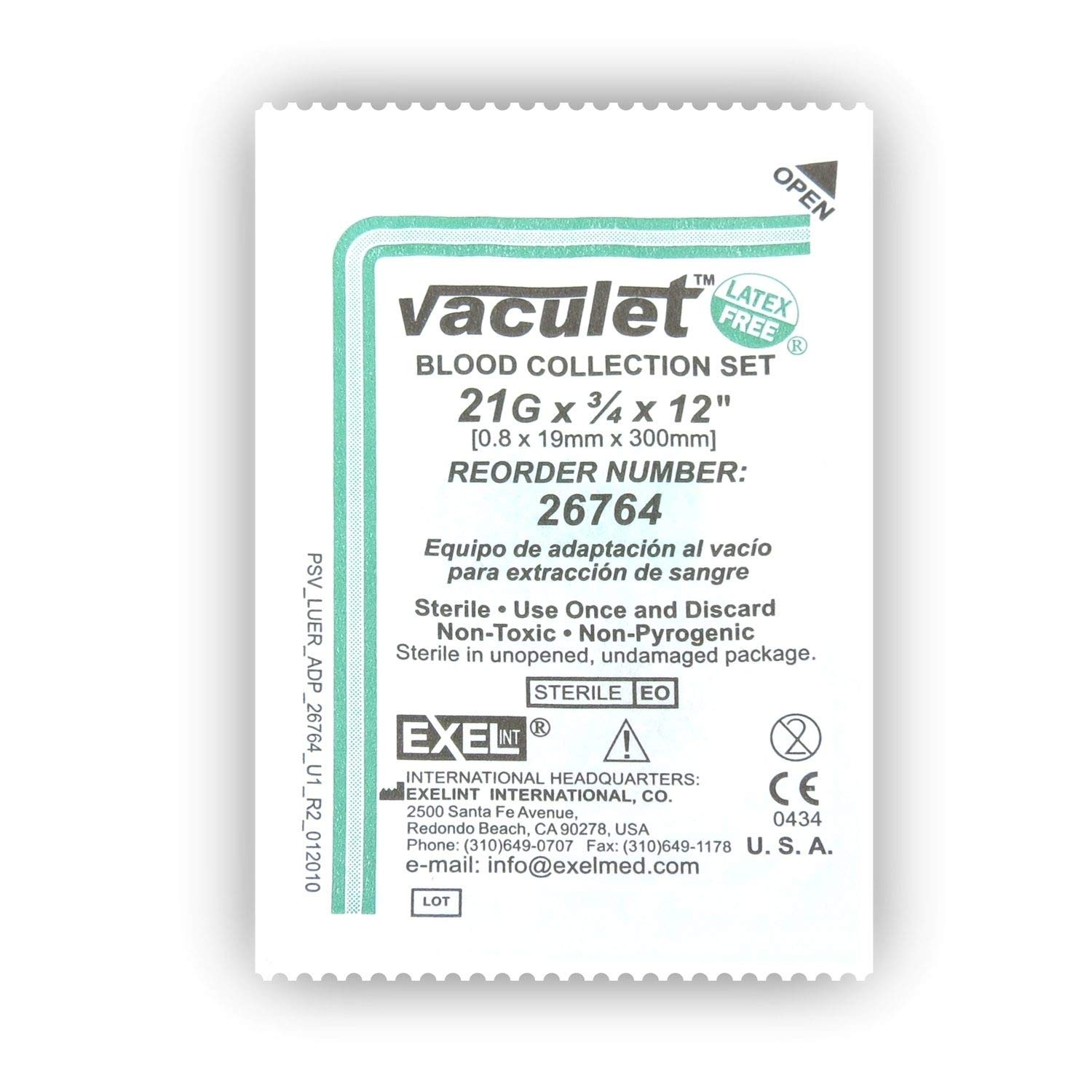 Blood Collection Set, 21G X 3/4, 12" Tubing, Green (50/Bx) : Industrial & Scientific