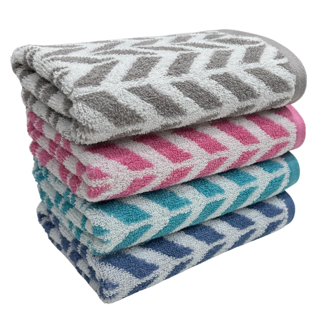 STAMIO Cotton 490 GSM Jacquard Hand Towel Set of 4, 40 X 60 cm for Men, Women, Home Use, Gym, Wash Basin. Sports, Workout | Soft, Absorbent, Quick Dry, Full Size Large | Multicolor (B0D66FQ3PS) Amazon Price History, Amazon Price Tracker