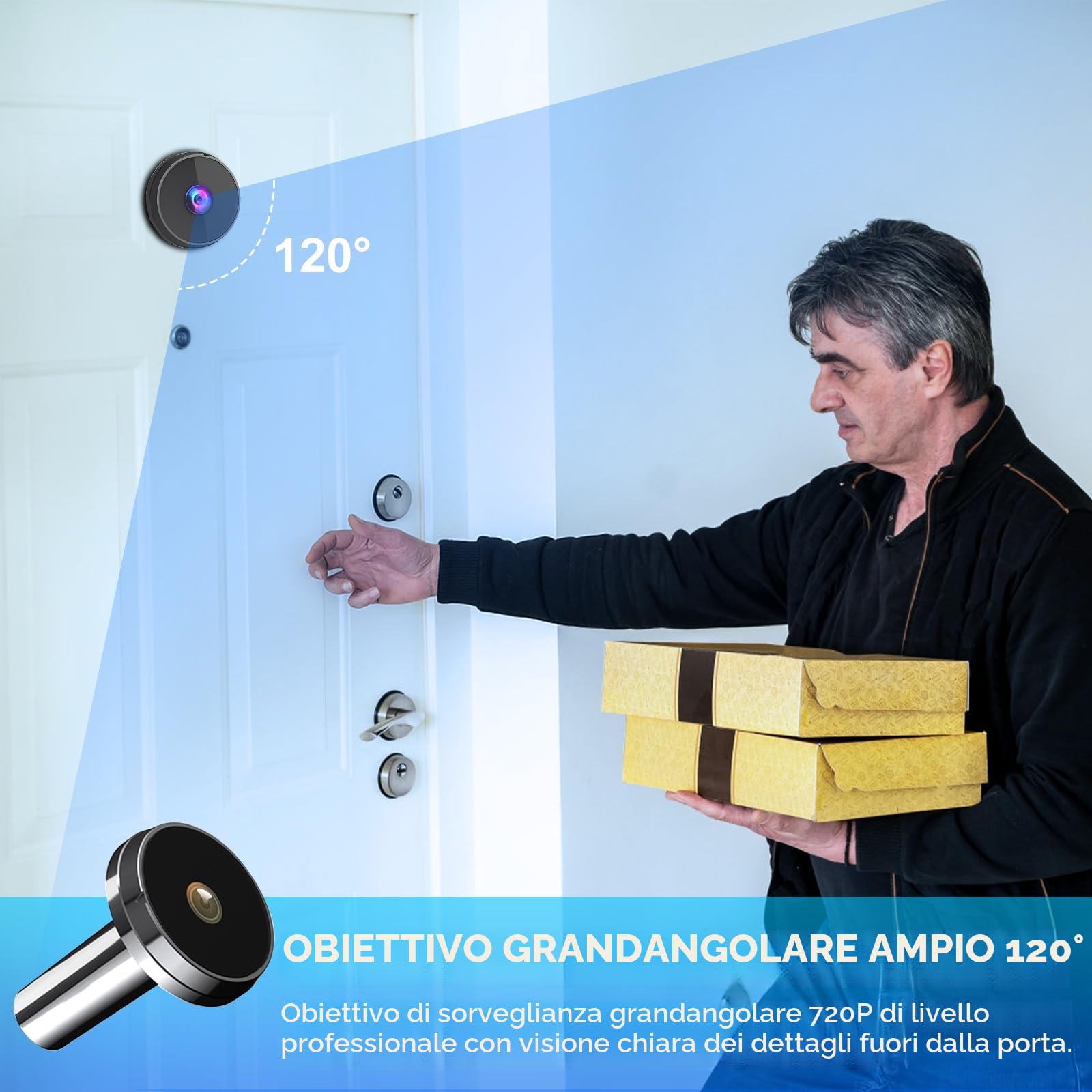 Spioncino Digitale per Porta Blindata - Occhiello Porta con Telecamera HD 3.5 Pollici, Schermo LCD 120°, Telecamera Spioncino Porta, Installazione Rapida (14-28mm Foro, 35-100mm Spessore)