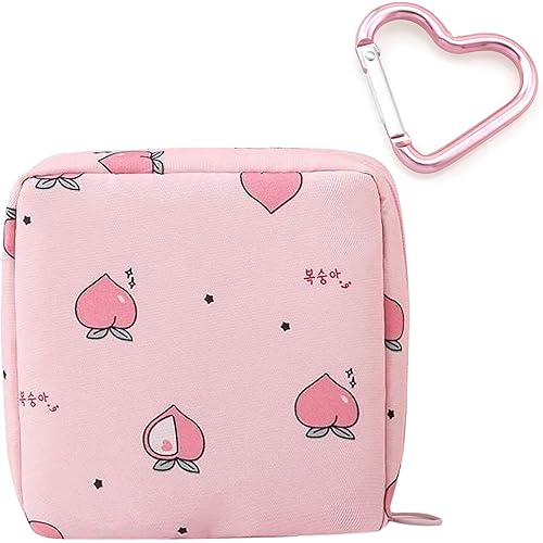 Storage Bag for Sanitary Napkin Pads | Portable for Women Girls | Made of Nylon + Washable + Waterproof Reusable | Zero Waste Period (Peach)