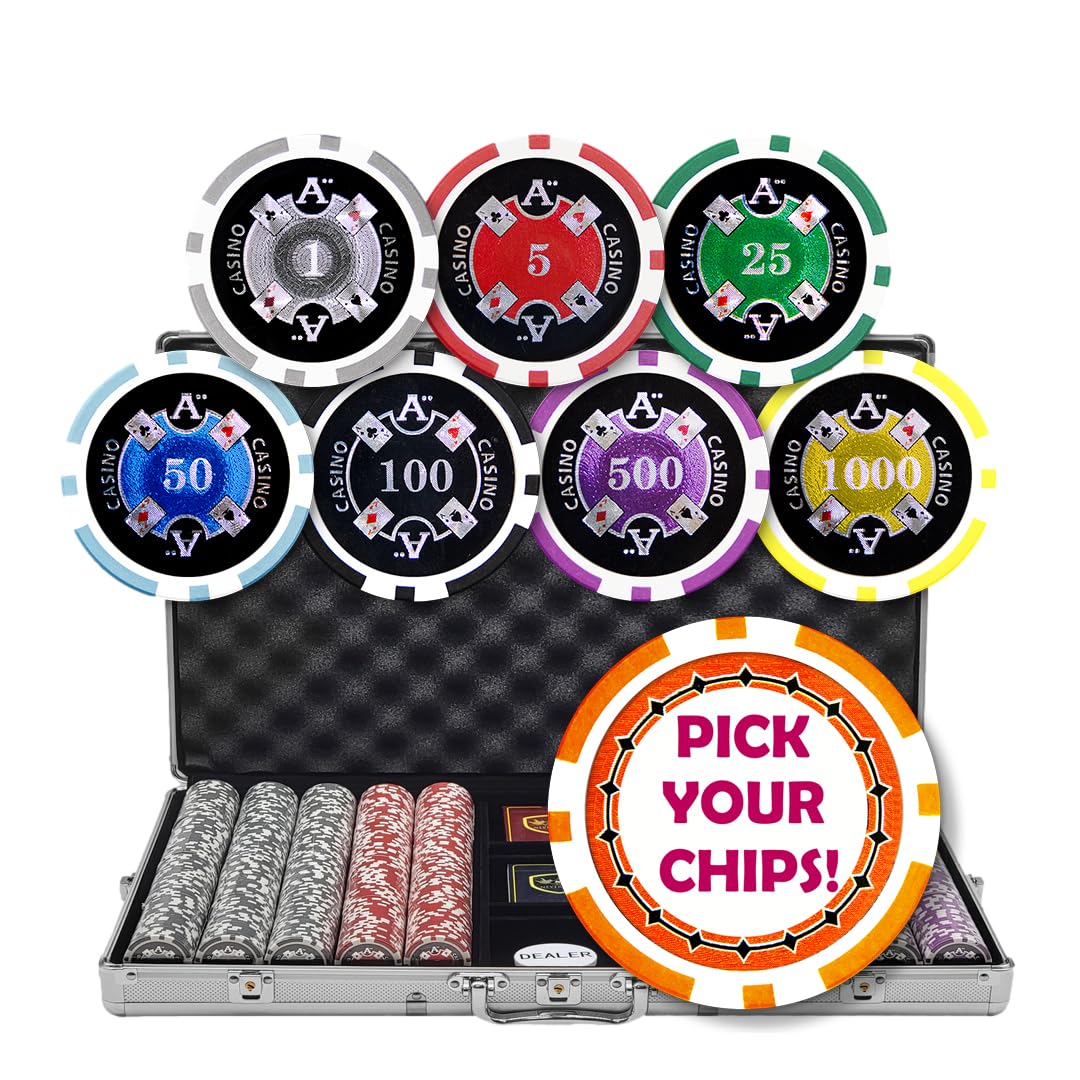 Amazon.com: MRC POKER 1000pc Ace Casino Poker Chip Set, Silver