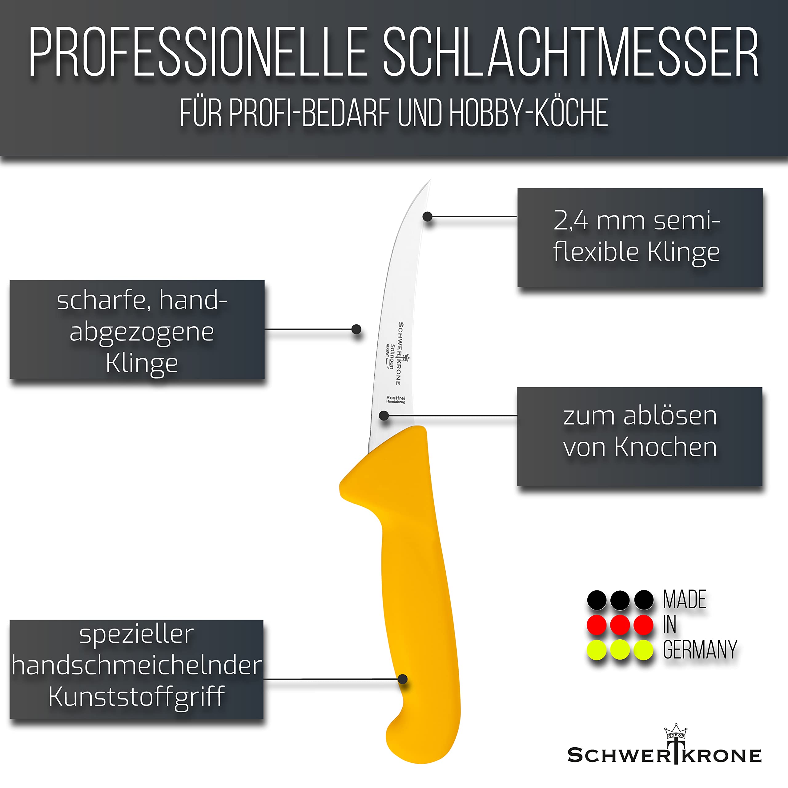 Schwertkrone Nóż rzeźniczy Ausbeinmesser 6'' Solingen - Stal szlachetna, polerowane ostrze, nierdzewne