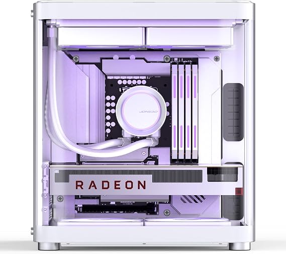 JONSBO TK-1 White Micro ATX Mini Tower Computer CASE, Hyperboloid Glass Design, Separated Cabinet, Al Alloy Shell, Support ATX Power Supply/240 AIO