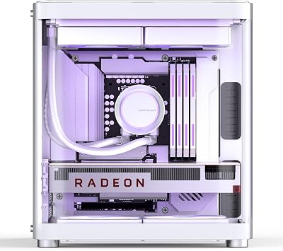 JONSBO TK-1 White Micro ATX Mini Tower Computer CASE, Hyperboloid Glass Design, Separated Cabinet, Al Alloy Shell, Support ATX Power Supply/240 AIO