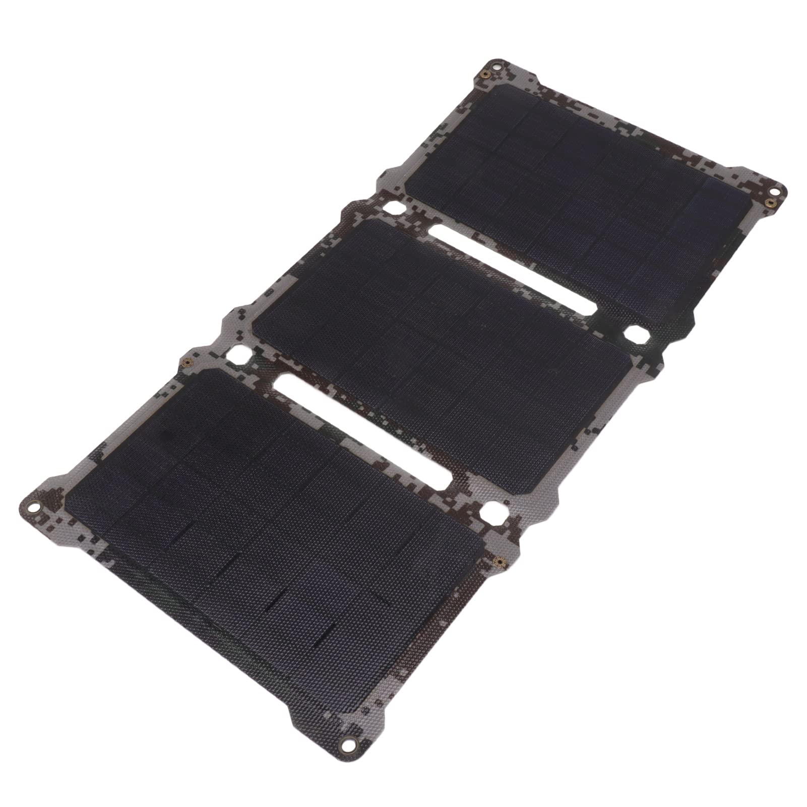 Panel Solar Plegable de 30 W, Cargador Solar Monocristalino Portátil con Puertos USB Tipo C y CC para Camping, Senderismo, Uso Al Aire Libre (Estampado de Camuflaje)