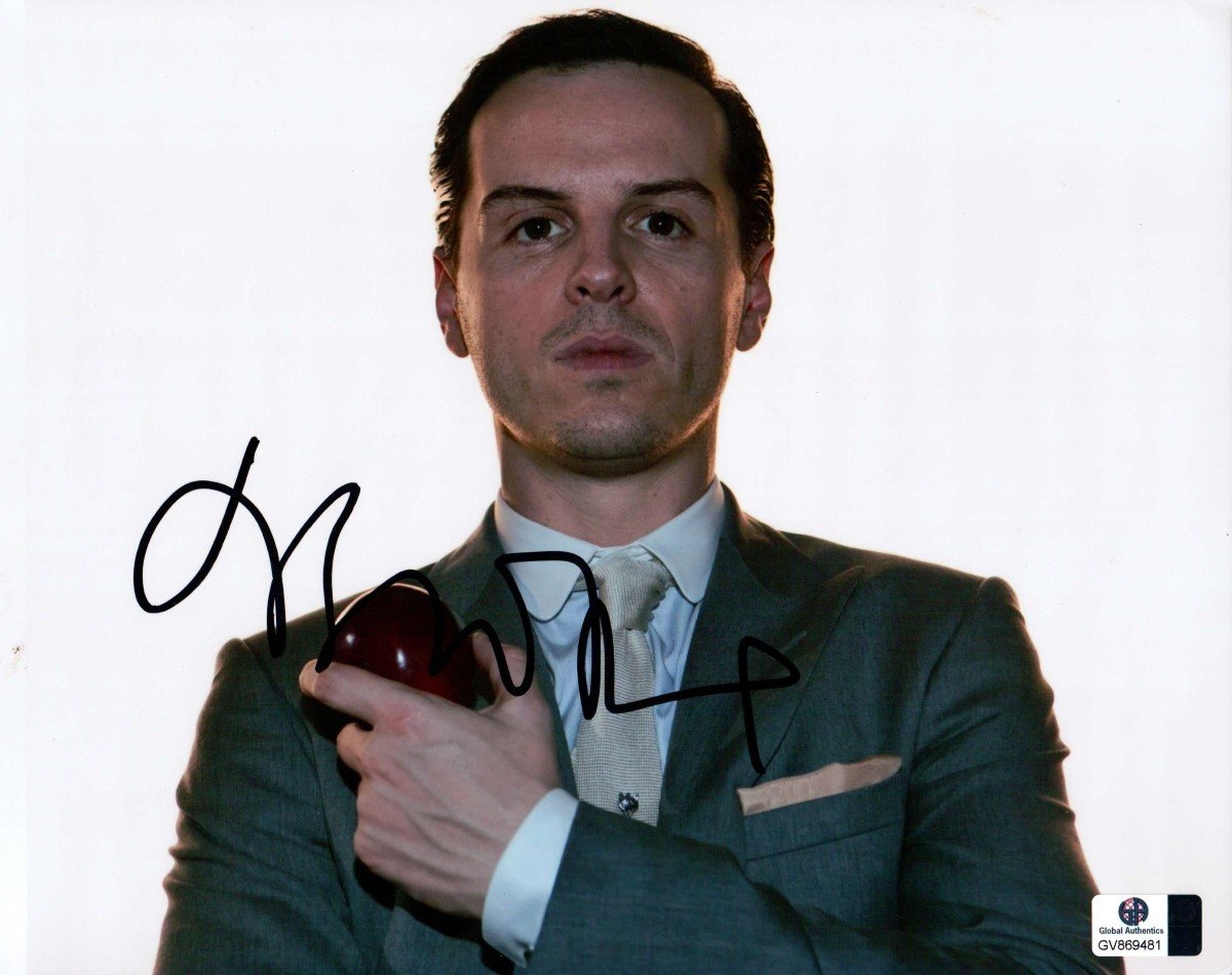 Andrew Scott Signed Autographed 8X10 Photo Sherlock Gray Suit Pose GV869481