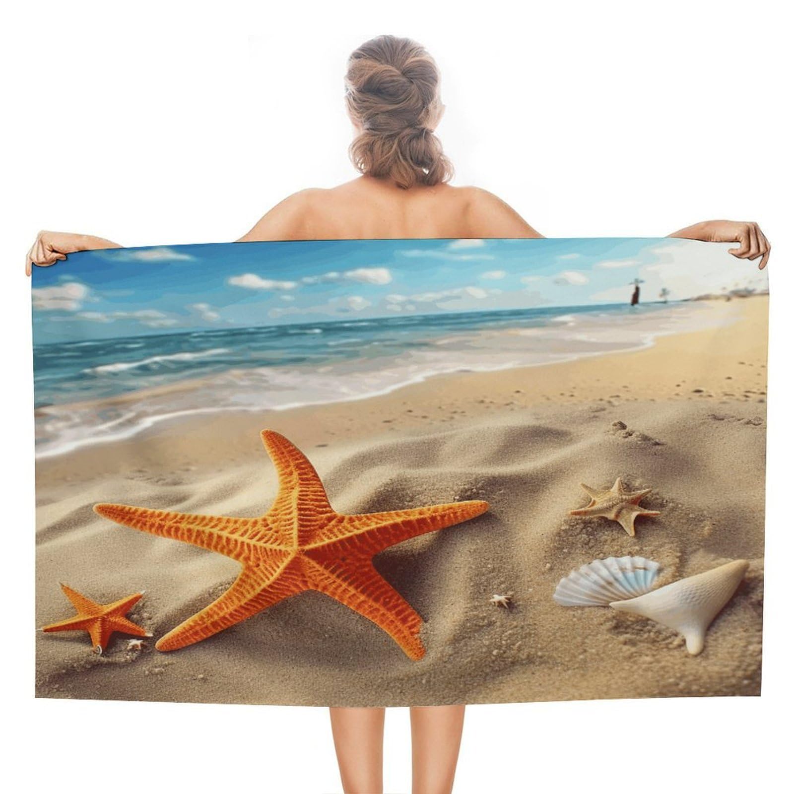 FekiLoot Sea Beach Starfish Beach Towel Absorbent & Quick Dry Pool Towels 31 X 51 Inches Extra Large Sandfree Beach Blanket Towels Soft Lightweight Travel Towel for Swim Yoga Camping
