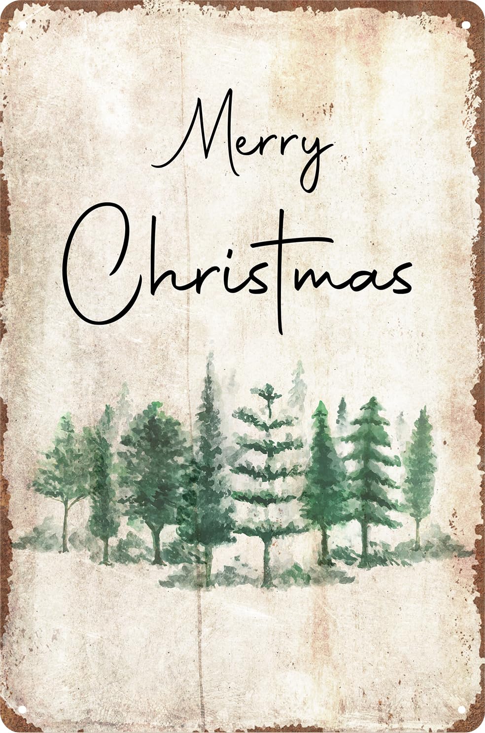 Kwqdozf As Pic Vintage Metal Tin Sign Xmas Tree Wall Art For Home Kitchen, 8X12 Inch