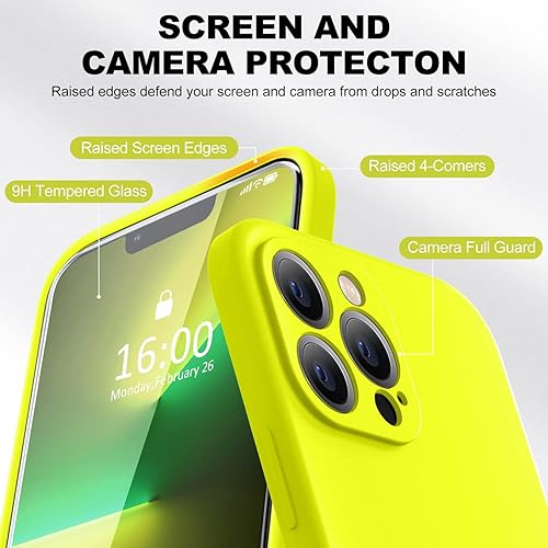 Miniatura 789 de BossKiss Funda compatible con iPhone 14 Pro, silicona mejorada [protección de cámara] [2 protectores de pantalla 9H], forro interior de microfibra