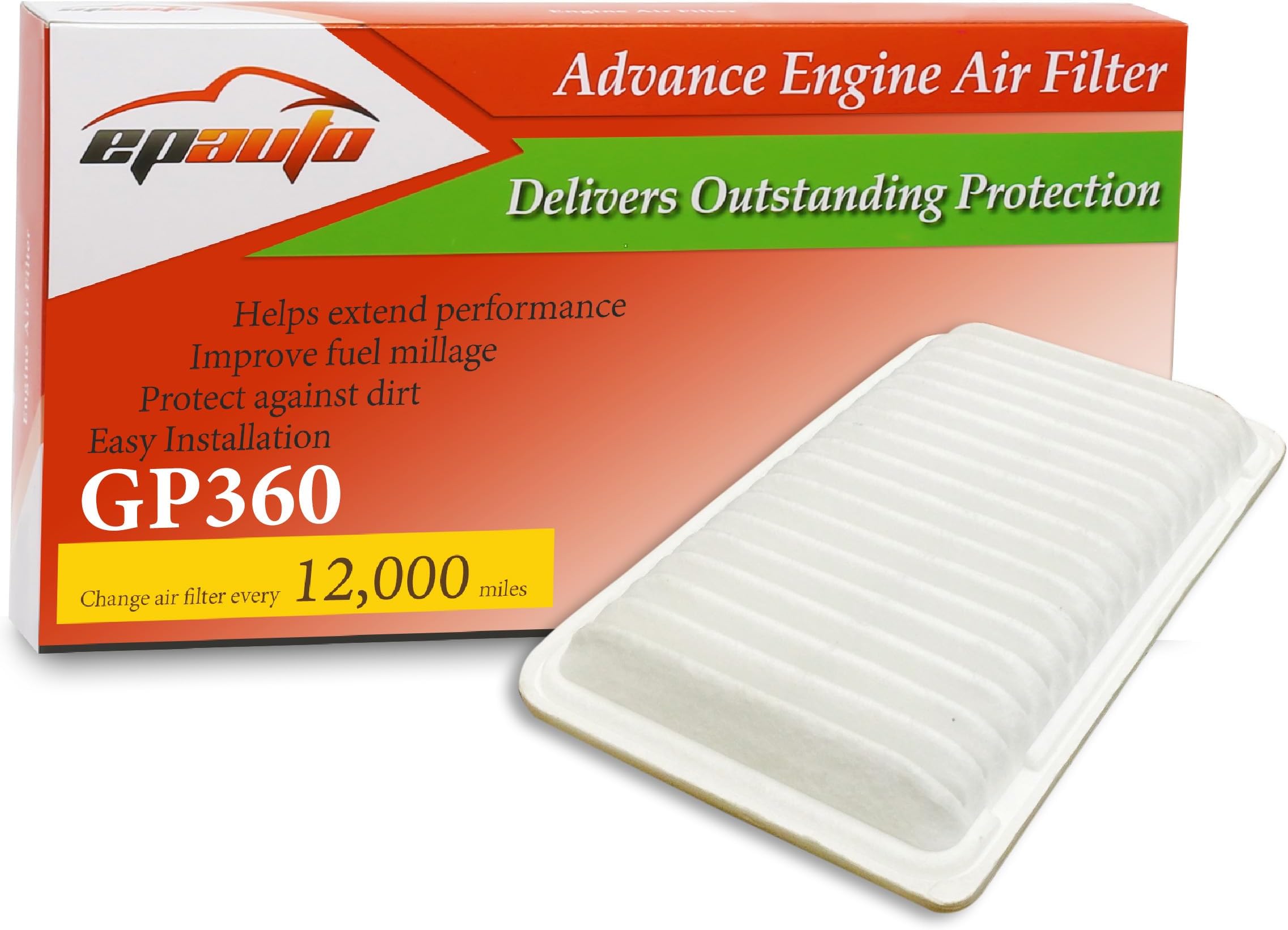 GP360 (CA9360) Engine Air Filter Replacement for Toyota Camry (2002-2006), Highlander (2001-2013), Sienna, Solara, Lexus RX330/ES330 (2004-2006), RX350 (2007-2009), ES300 (2002-2003)