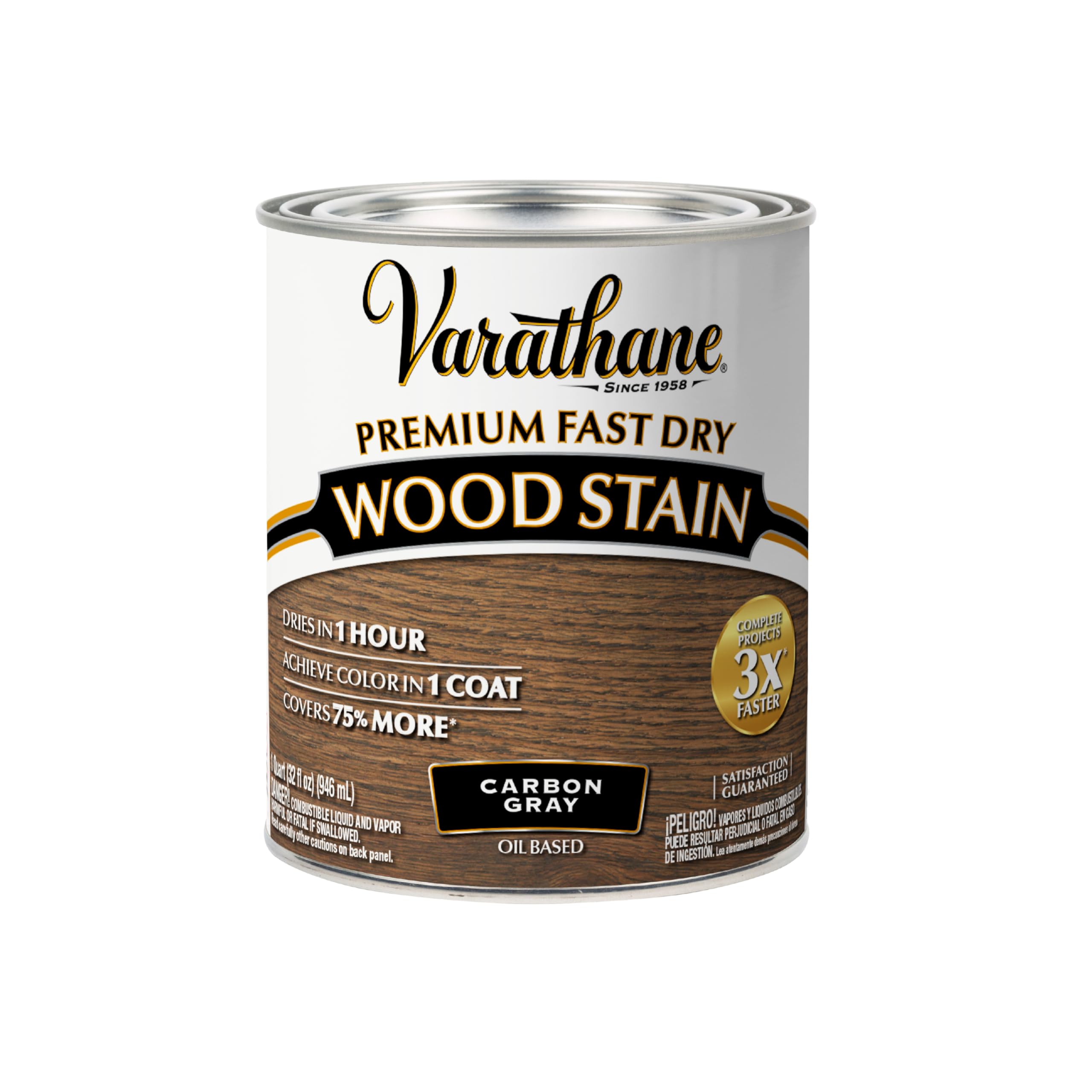 Rust-Oleum Varathane 304559 Premium Fast Dry Wood Stain, Carbon Gray, (Quart/946ml)
