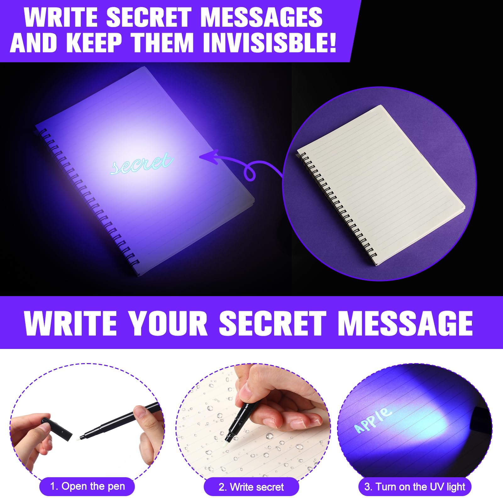 Invisible Ink Pens With Uv Light For Kids Uniclife Pcs Invisible