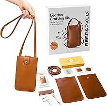 Resparked Leather Small Tote Bag – Women’s Handbags, Shoulder Bag, Crossbody Purse, Black & Brown Tote Purse for Work, Travel, DIY Leather Crafting Kit Gift Bag