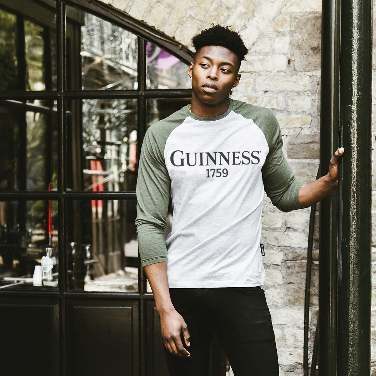 Guinness Green and Grey Heathered Vintage Baseball Tee - Cotton Polyester Raglan Style Long Sleeve T-Shirt - Image 7
