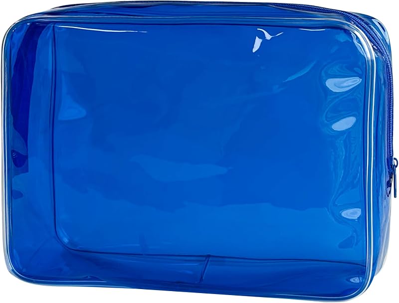 Necessaire TotePrint de PVC transparente azul, 25 x 18 x 6 cm, Pacote com 1