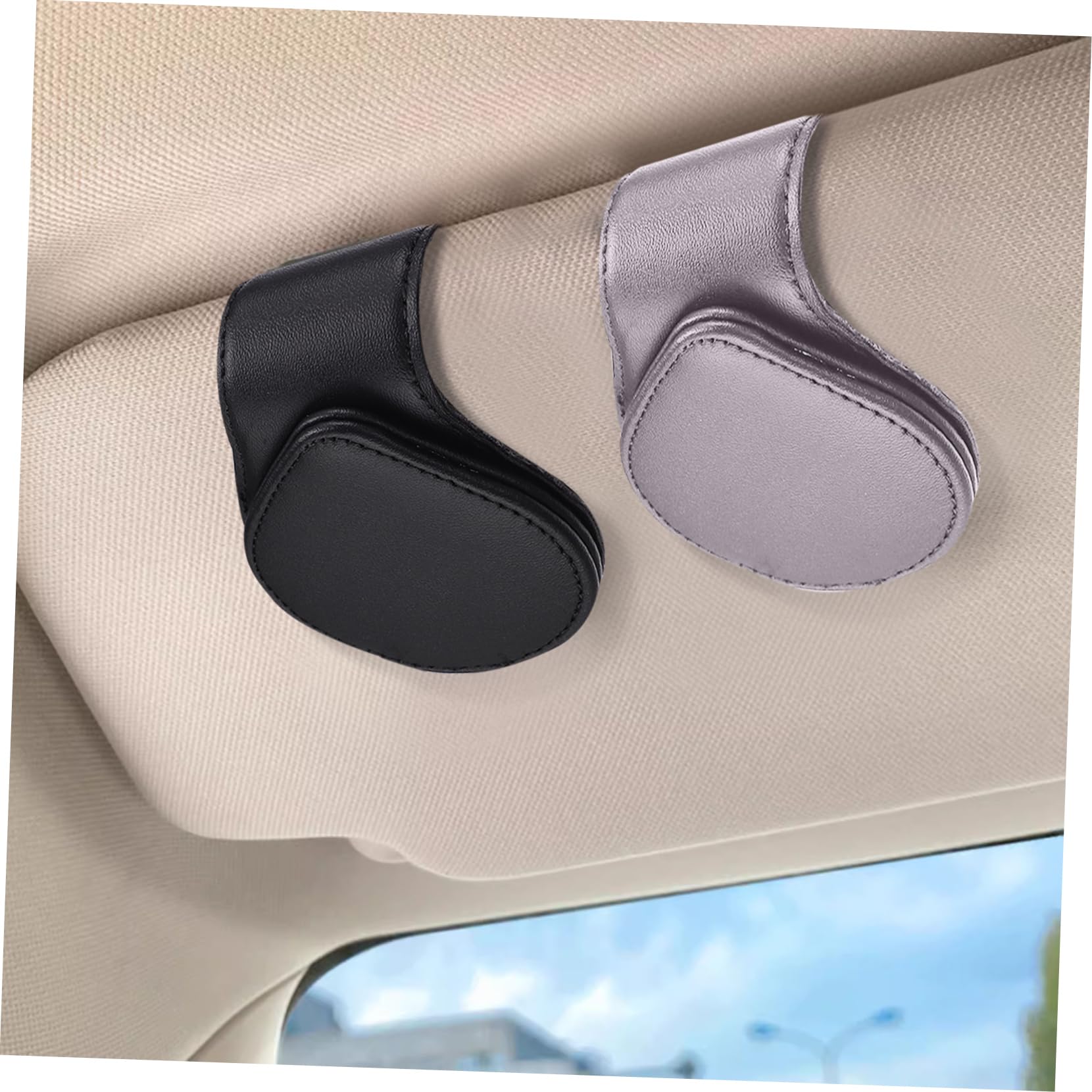 iplusmile 4pezzi Portaocchiali Per Auto Pu Pelle Supporto Per Da Sole Clip Per Visiera Auto Con Scomparti Per Biglietti e Carte Protezione Ottimale