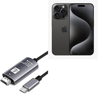 BoxWave Cable Compatible with Apple iPhone 15 Pro - SmartDisplay Cable - USB Type-C to HDMI (6 ft), USB C/HDMI Cable - Jet Black