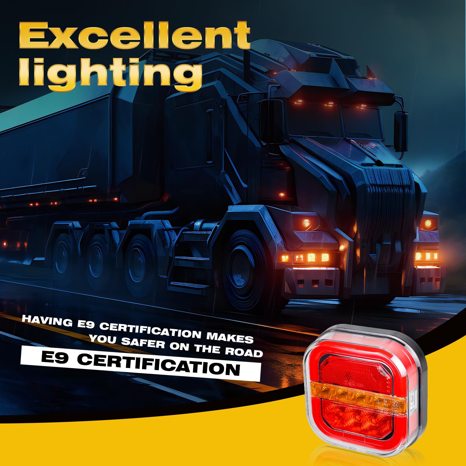 Yinaolan 2 Luci Posteriori a LED Per Rimorchio, 12/24 V, Impermeabili, Luci di Stop, Indicatori di Direzione, Per Roulotte, Furgoni, Barche, Camper, Camion, Trattori, Con Marchio di Omologazione E - 3