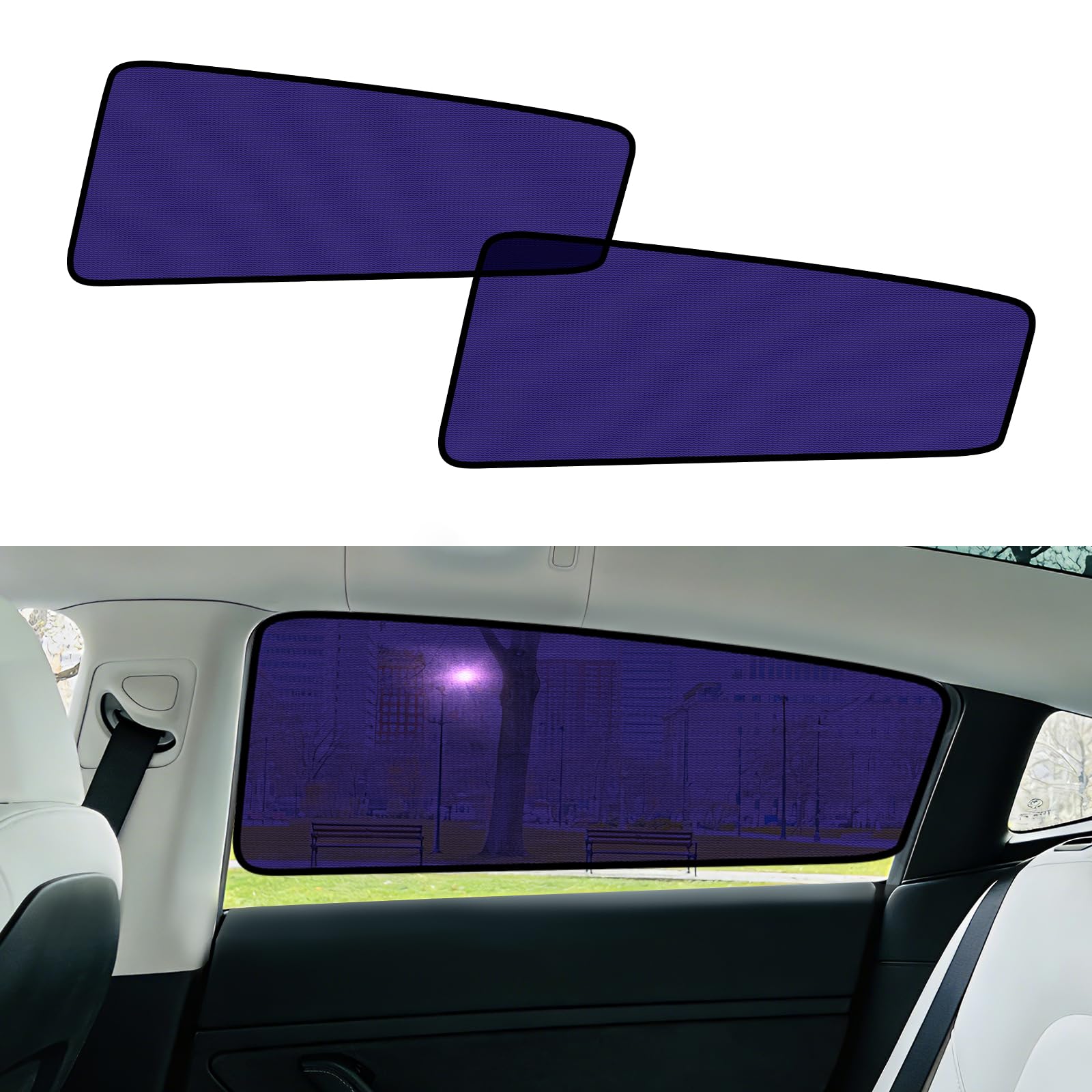 ZATOOTO Lot de 2 pare-soleil pour Tesla Model 3 Highland 2024-2026, montage facile, occultant et brise-vue pour voiture bébé, pare-soleil pour vitre latérale arrière