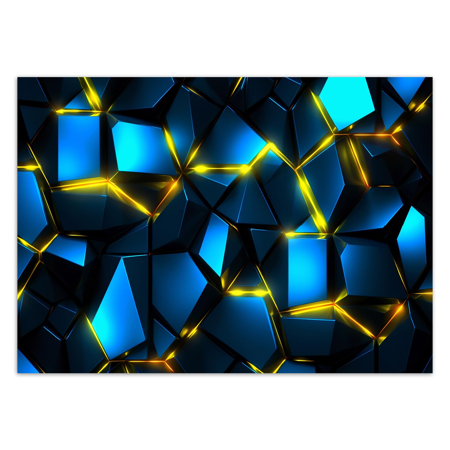 Feeby Carta Da Parati Neon Effetto 3D 450x315 cm blu XXL Decorazione Fotomurali Tessuto Non Tessuto Soggiorno Camera da letto Moderne Design Forme Geometriche