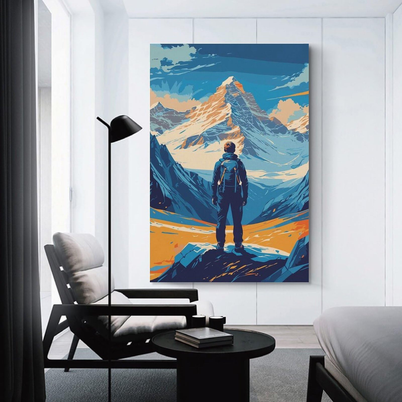 Junmoney Mountain Hiker Landscape Art Home Decor Wall Art, 20x30inch(50x75cm), for Wall Displays, Bedrooms Or Room Updates, Ideal for Building A Coordinated Art Wall