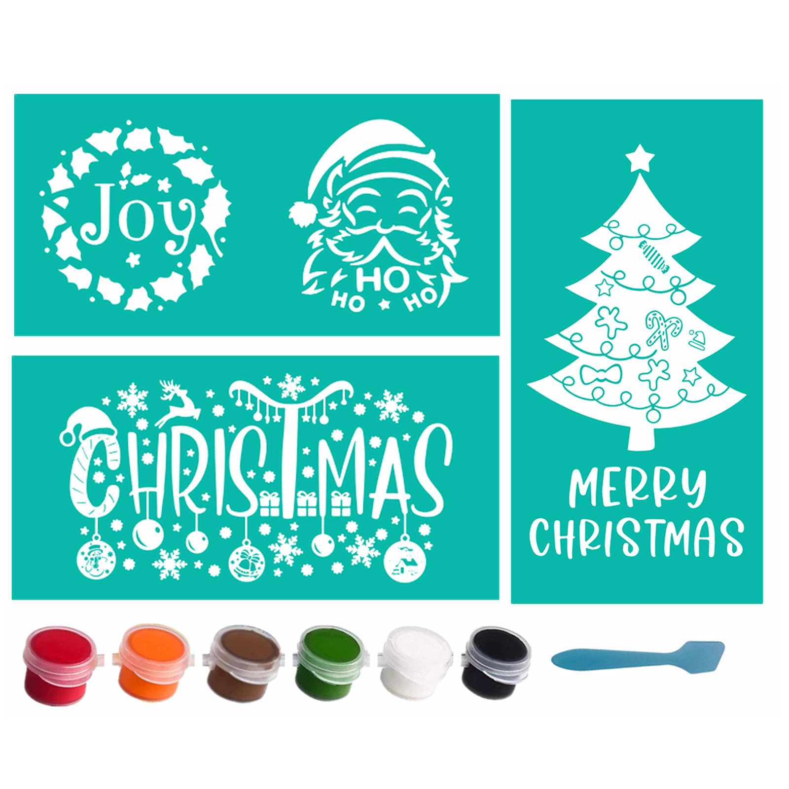 Selbstklebende Siebdruck-Schablonen, Weihnachts-Kreide-Paste, Starter-Kits, 10 Stück, Siebdruck-Transfers, wiederverwendbar, selbstklebende Weihnachtsschablonen zum Malen auf Holz, T-Shirt, Keramik,