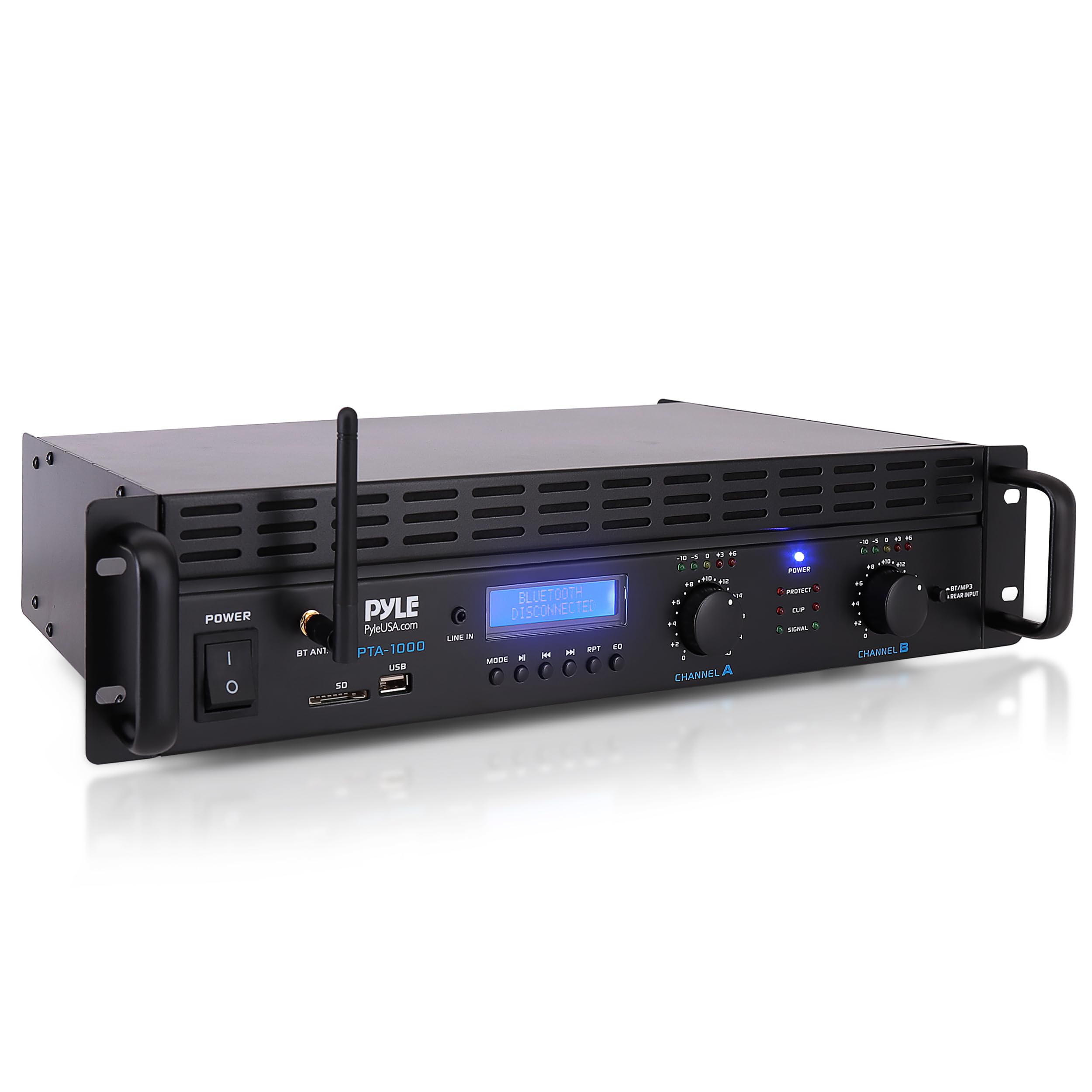 Pyle Amplificatore Audio Potenza Bluetooth a 2 Canali, 2000 Watt Amplificatore Pro Audio Rack Mount