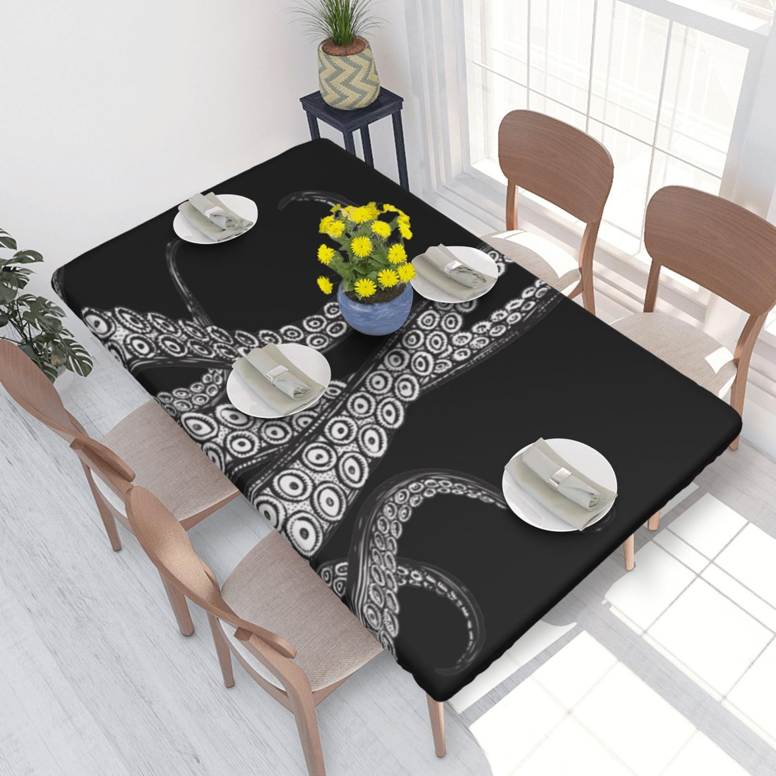 BNVSADC Octopus Tentacles Printed 4FT Tablecloth 122x76 CM Polyester Kitchen Water Resistant Table Cloth Dining Table Decoration Table Covers