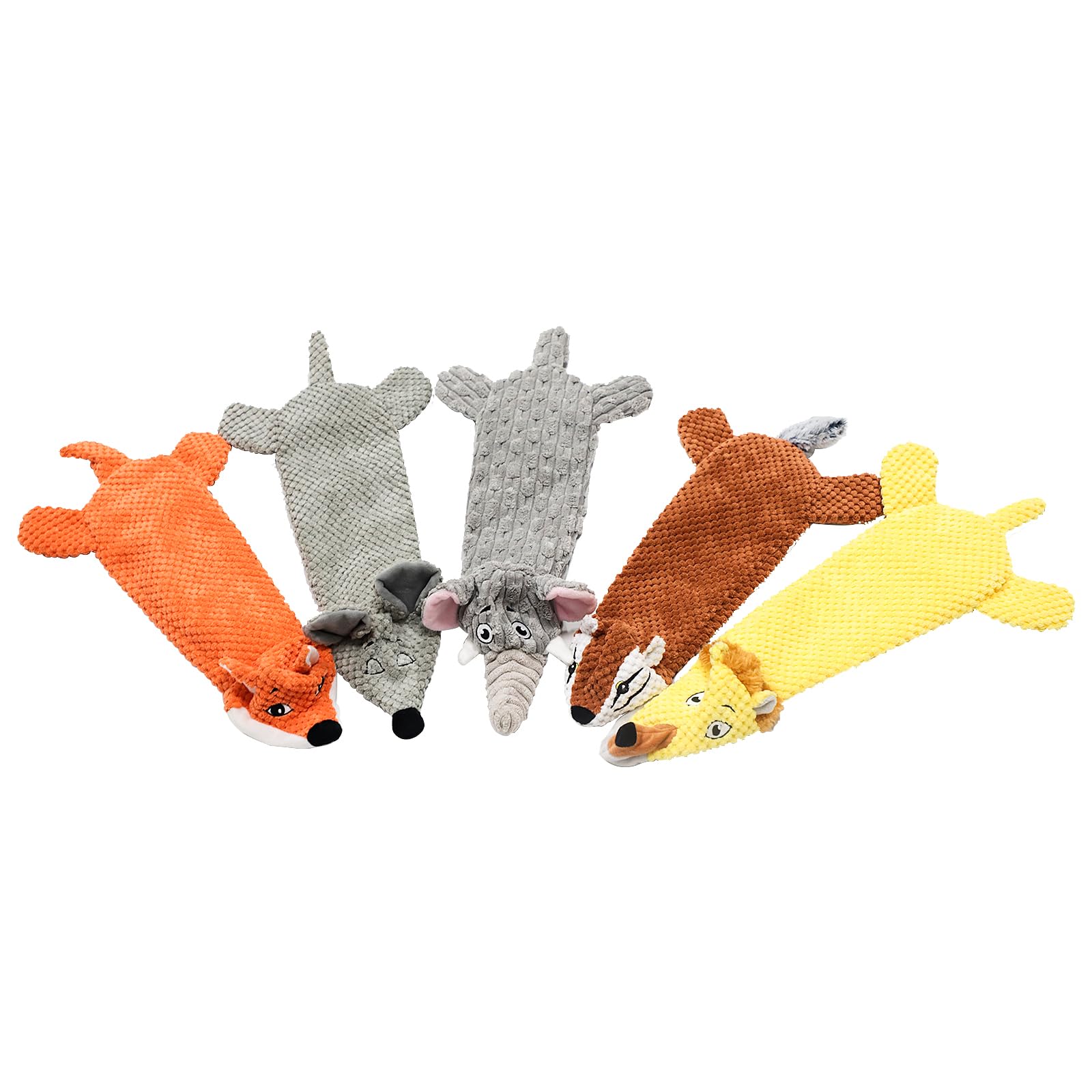 Hundespielzeug, quietschendes Plüsch, keine Füllung, knisterndes Hundespielzeug für kleine, mittelgroße und große Hunde, interaktives Kauspielzeug für Welpen, 5 Stück