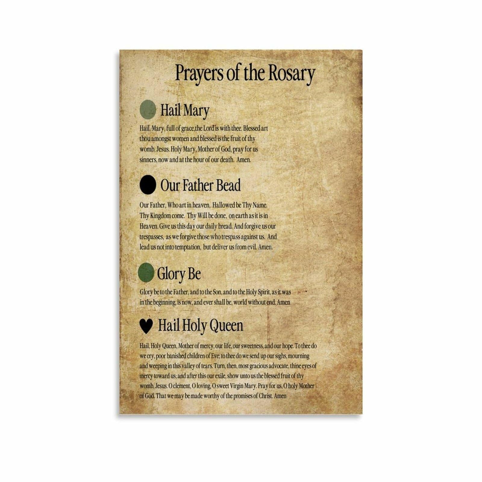 NWPNLXEA Spiritual Prayer Guide Canvas Print How To Pray The Rosary Catholic Wall-Art for Home Sanctuary Retreat or Gift for Faithful Unframed,16x24inch(40x60cm)