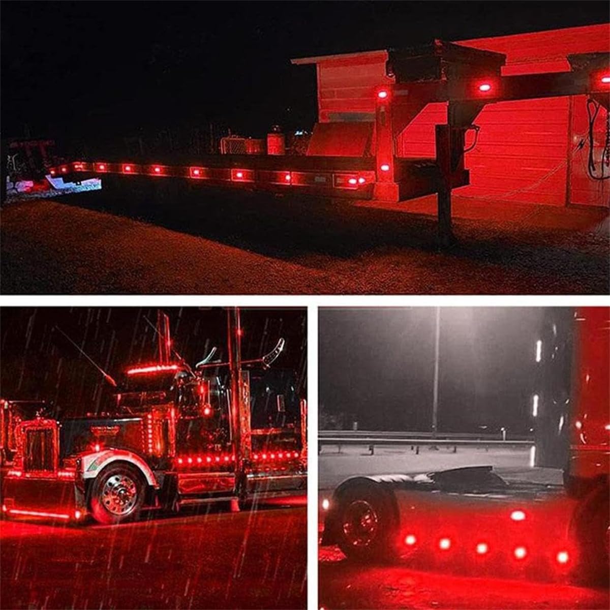 5PCS Watermelon Lights for Semi Truck,LED Light Indicator Side Marker Lamp,Trailer Side Marker Lights,Under Glow Wheel Light for Truck,Outline Water Melon Sides Markers for Motor with Bezel (Red)