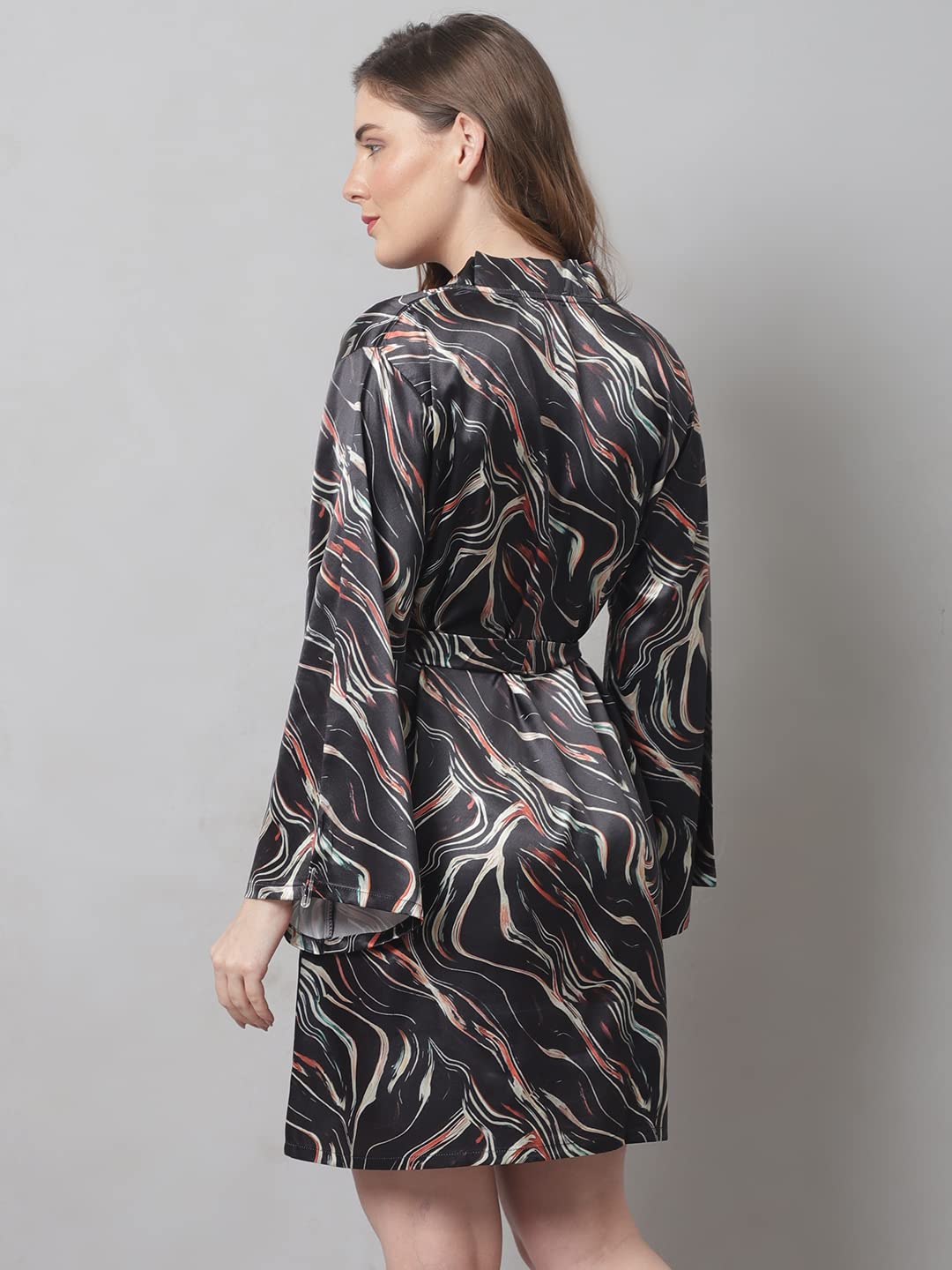 Claura Women Black Satin β Robe for Women/Robe (Small, Black) 2
