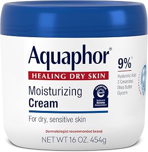 Aquaphor Crema Humectante para Cara y Cuerpo con Ácido Hialurónico, 16 OZ | Humectante para Cara y Cuerpo para Piel Seca y Sensible, 48 Horas de Hidratación, No Comedogénico, Libre de Parabenos, Colorantes y Fragancias 16 Fl Oz (Paquete de 1)