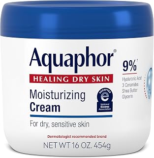 Aquaphor Moisturizing Face and Body Cream with Hyaluronic Acid, 16 OZ | Face and Body Moisturizer for Dry, Sensitive Skin, 48 Hours of Hydration, Non-Comedogenic, Paraben, Dye and Fragrance Free
