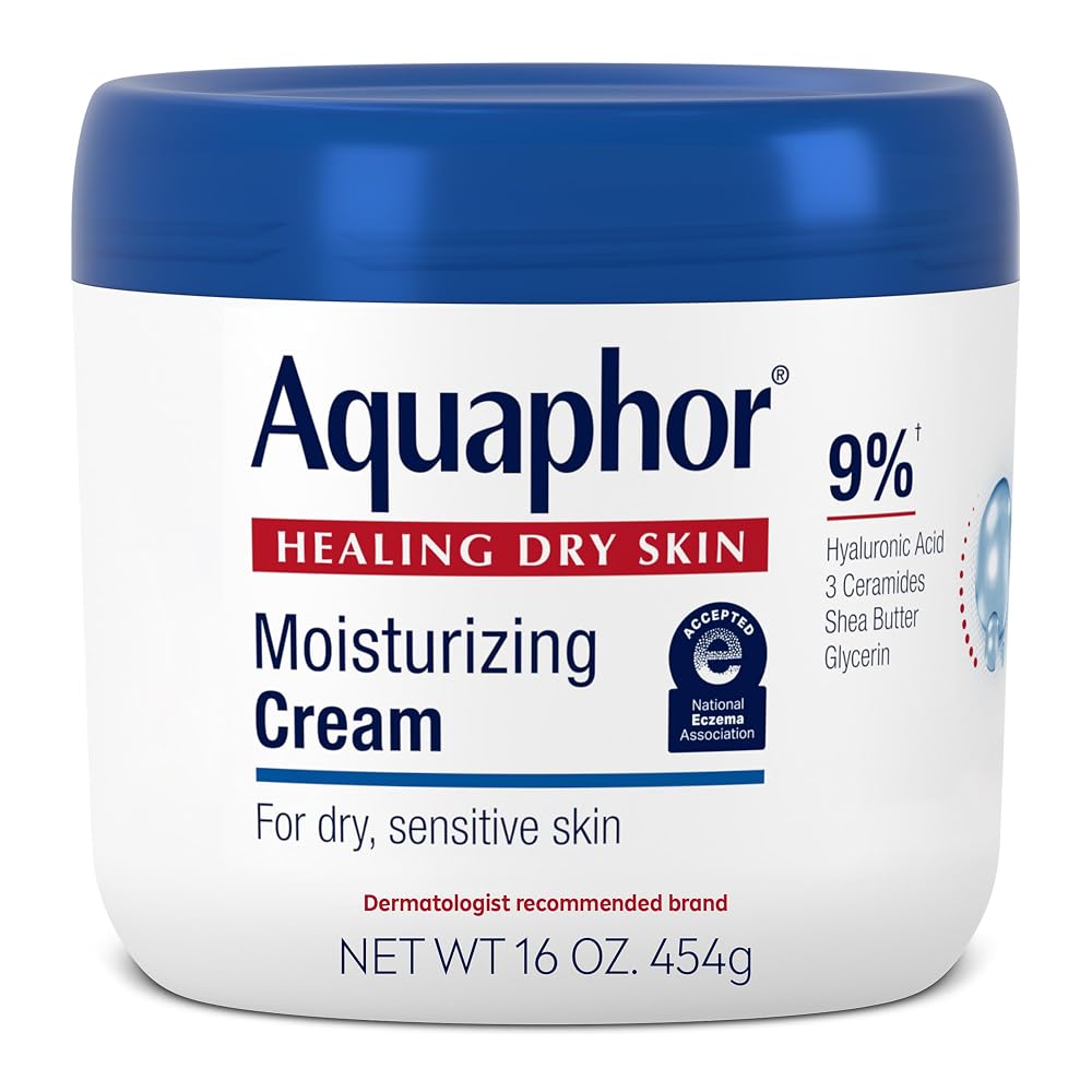 Aquaphor Moisturizing Face and Body Cream with Hyaluronic Acid, 16 OZ