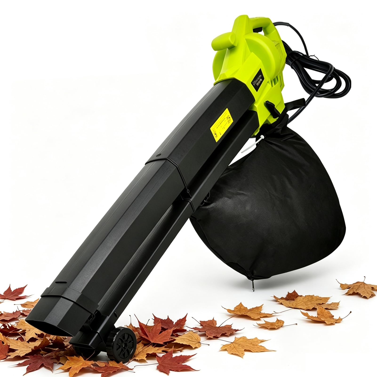 Aspiratore e trinciatore da giardino 16:1 14000 giri/min 3in1, soffiatore | con ruota guida, cavo di alimentazione da 3 m, soffiatore elettrico per foglie da 13,2 m³/min per u(green)