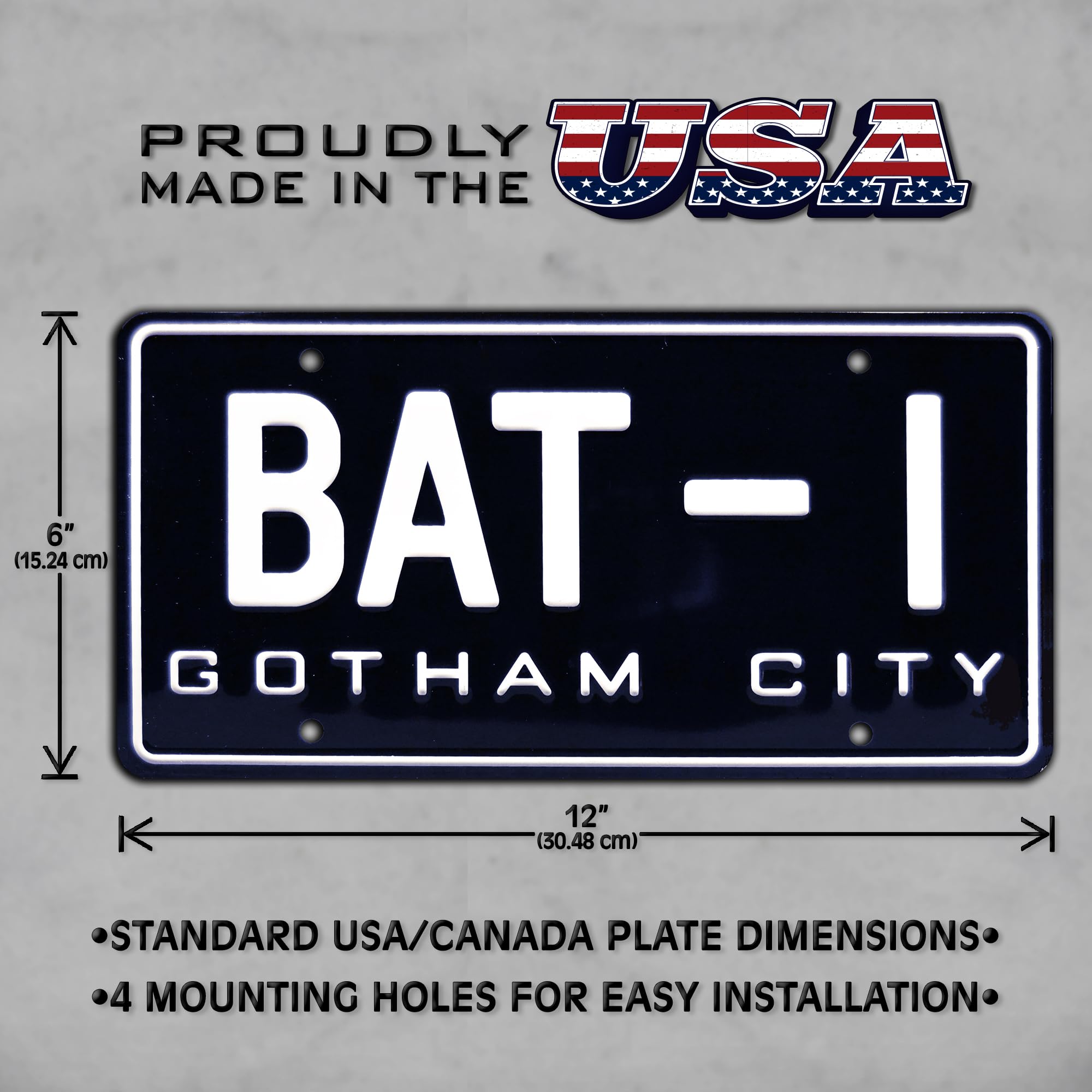 BAT-1 | Metal Stamped USA Size License Plate