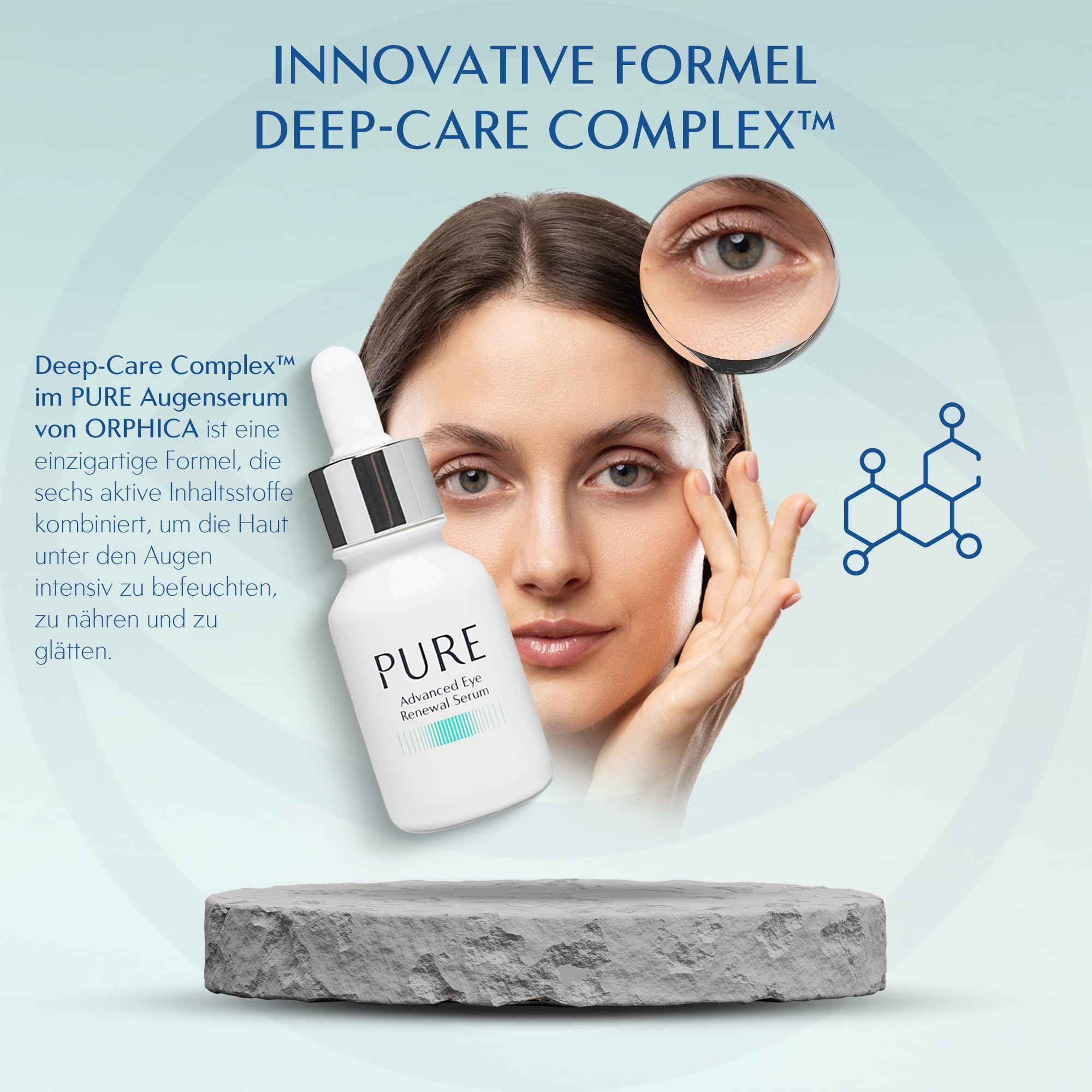 ORPHICA Augenserum Pure Advanced 15 ml - Eye Renewal Serum, Sofort straffend, Konzentriertes mit Schneckenschleim gegen Augenringe, Falten und Schwellungen - Gesicht, Augencreme, Eye cream