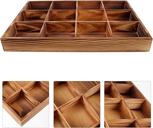 Miniatura 5 de Cabilock Soporte para bolsa de té, 2 unidades, soporte para bolsas de té de madera, organizador de bolsas de té de 12 compartimentos, caja de