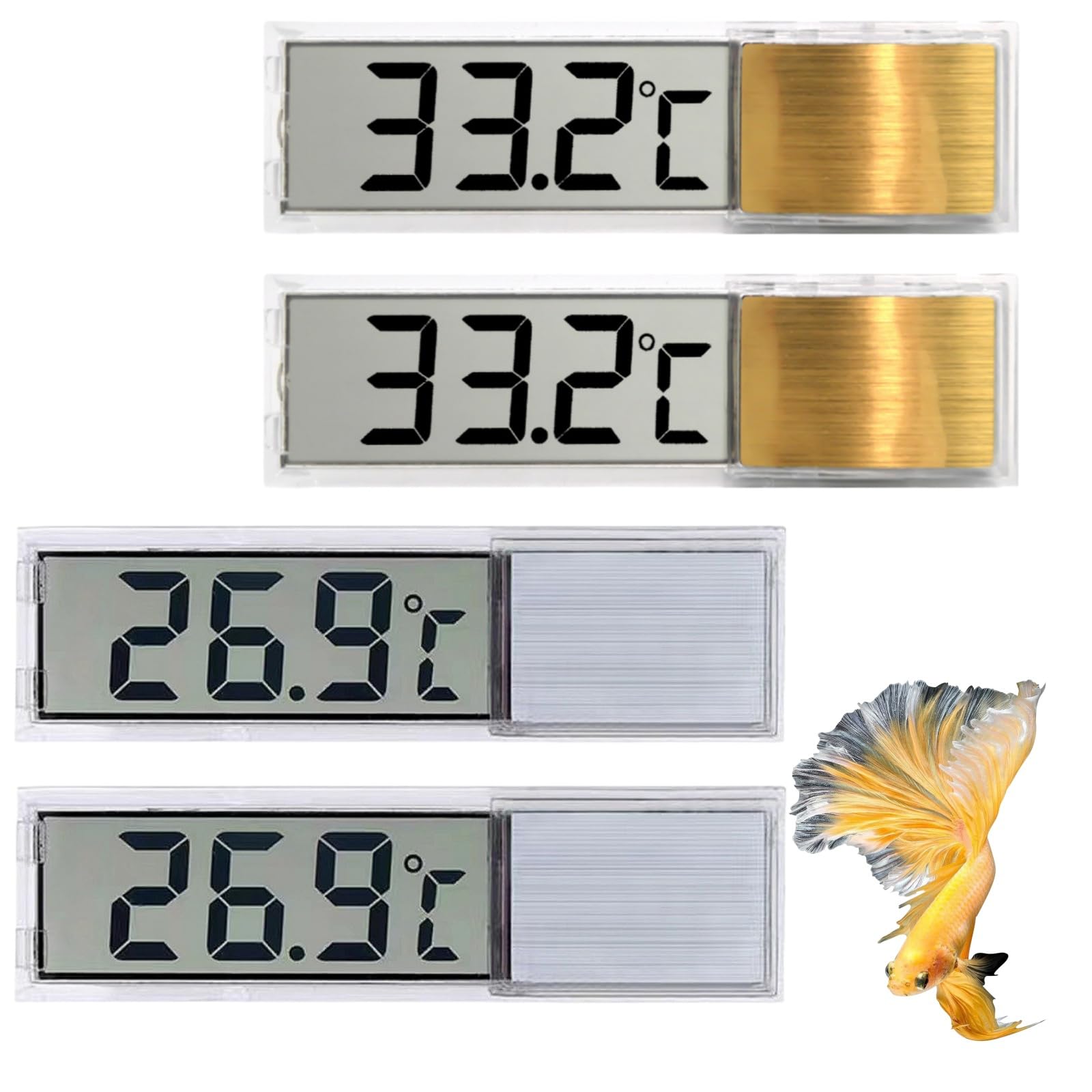 4PCS Fish Tank Thermometer,Digital LED Wireless Aquarium Thermometer,Fish Tank Thermometer Waterproof,Stick-on with LED Display Digital Water Thermometer,Water Temperature,Water Temperature Test