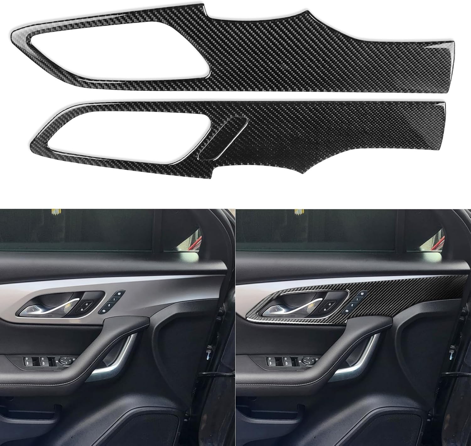Luxury Carbon Fiber Compatible with Chevrolet/Chevy Blazer 2019-2025 2020 2021 2022 2023 2024 Accessories Car Inner Door Handle Surround Panel Cover Interior Trim Sticker Decal Black 3PCS